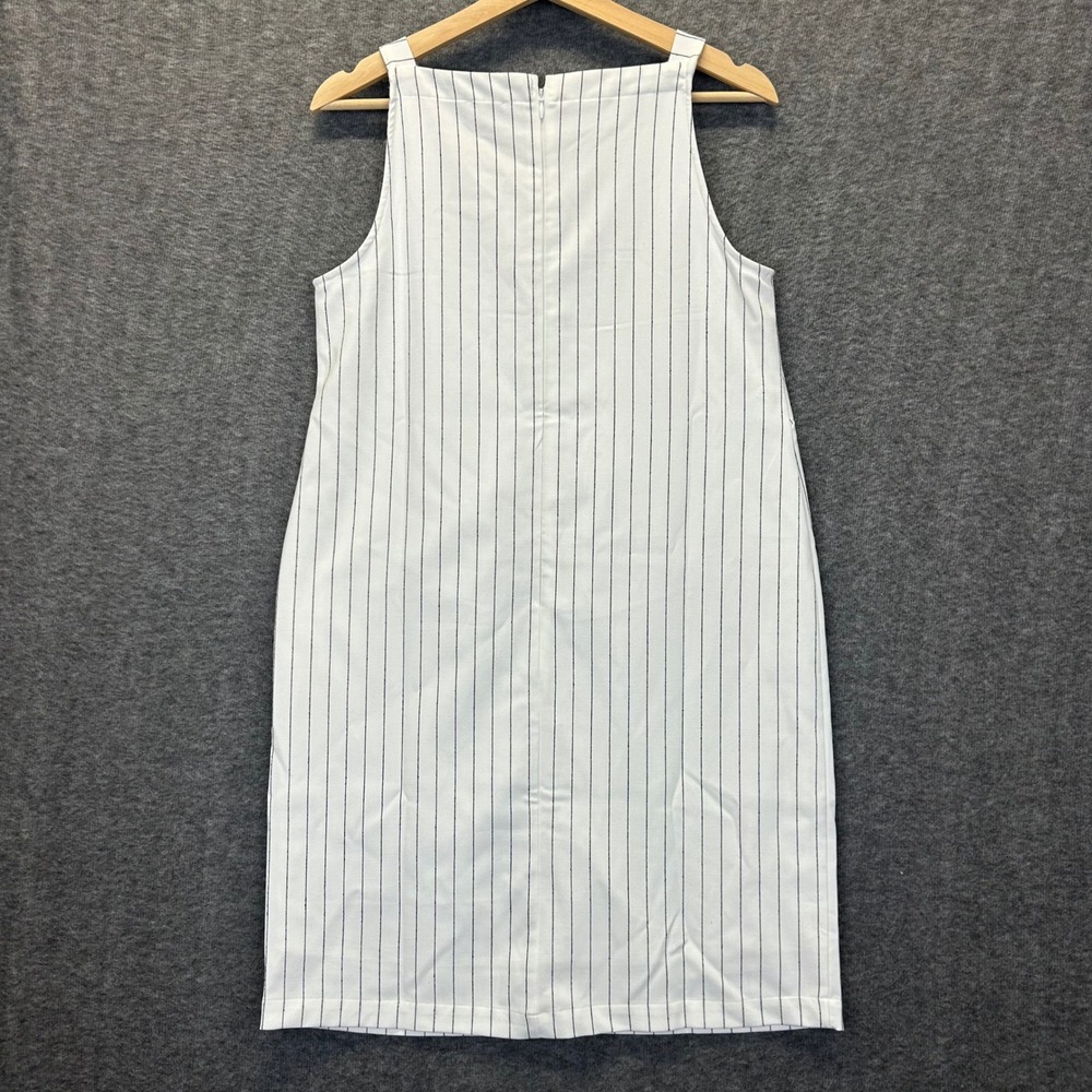 Ann Taylor Factory Womens Pinstripe Square Neck Sheath Dress White Blue Size 4